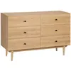 Image de Commode vintage 6 tiroirs coulissants piètement bois de pin panneaux aspect bois de teck