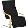 Image de Fauteuil style nordique - repose-pied réglable - déhoussable - bois de bouleau tissu noir