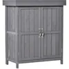 Image de Armoire de jardin Outsunny Double porte étagère et toit bitumé relevable 74L x 43l x 88H cm bois sapin gris