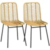 Image de Lot de 2 chaises de jardin style colonial piètement acier noir résine tressée aspect rotin