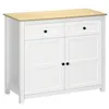 Image de Buffet 2 portes étagère réglable 2 tiroirs panneaux particules blanc aspect bois clair