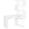 Image de Bureau informatique design contemporain avec bibliothèque zig zag 4 étagères panneaux particules blanc