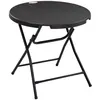 Image de Table de jardin pliable 4 personnes table ronde pliante Ø 80 cm acier époxy plateau HDPE aspect bois gris