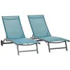 Image de Lot de 2 bain de soleil Outsunny bleu L. 165 cm H. 30 cm en aluminium non empilable non pliable