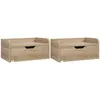Image de Lot de 2 chevets tables de nuit murales - tiroir coulissant, plateau - dim. 40L x 30l x 19H cm - panneaux aspect chêne clair