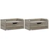 Image de Lot de 2 chevets tables de nuit murales - tiroir coulissant, plateau - dim. 40L x 30l x 19H cm - panneaux aspect bois gris