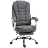Image de Fauteuil de bureau manager grand confort repose-pied dossier inclinable accoudoirs rembourrés tissu aspect lin gris
