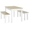 Image de Ensemble table à manger 3 pièces - 2 bancs encastrables, grande table 4-6 personnes - blanc aspect bois clair