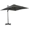 Image de Parasol déporté carré inclinable manivelle avec pied en acier dim. 2,45L x 2,45l x 2,45H m métal alu. polyester haute densité gris