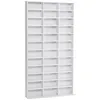 Image de Étagère rangement cd/dvd meuble de rangement pour 1116 cds 33 compartiments réglables en hauteur 102 x 24 x 195 cm blanc