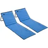Image de Lot de 2 tapis de plage rembourrés pliables - matelas de plage - dossier inclinable, rangement - métal polyester bleu