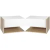 Image de Lot de 2 tables de chevet murales - lot de 2 tables de nuit - tiroir coulissant, étagère - aspect chêne clair blanc