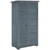 Image de Armoire de jardin abri jardin remise pour outils sur pied 2 étagères portes persiennes toit bitumé étanche bois sapin pré-huilé gris