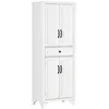 Image de Buffet haut 4 portes 2 étagères tiroir coulissant MDF blanc