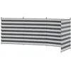 Image de Paravent brise-vue de camping portable pliable avec sac de transport et poteaux dim. 540 cm x 150 cm acier polyester gris blanc rayé