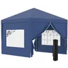 Image de Tonnelle barnum pop-up pliant dim. 3L x 3l x 2,58H m 2 fenêtres sac transport acier Oxford bleu