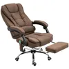 Image de Fauteuil de bureau direction massant chauffant hauteur réglable dossier inclinable tissu aspect lin marron