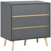 Image de Commode 3 tiroirs design scandinave panneaux particules gris aspect bois clair