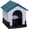 Image de Niche pour chien - dim. 64L x 57l x 66H cm - PP bleu blanc