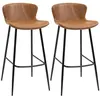Image de Lot de 2 tabourets de bar design vintage - repose-pied - acier noir PU marron