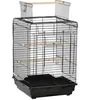 Image de Cage à oiseaux 2 mangeoires 2 perchoirs toit ouvrant plateau excrément amovible poignée transport métal PS noir