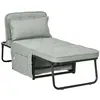 Image de Fauteuil chaise longue lit pouf 4 en 1 dossier inclinable 5 niveaux repose-pied rabattable châssis acier noir tissu gris