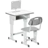 Image de Bureau enfant avec chaise - ensemble bureau et chaise réglable - support de lecture, case - gris blanc