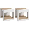 Image de Lot de 2 tables basses bouts de canapé guéridons design panneaux blanc aspect chêne clair