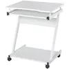 Image de Bureau informatique roulant - bureau mobile - table d'ordinateur - tablette coulissante clavier + étagère - blanc
