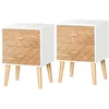 Image de Lot de 2 chevets tables de nuit design scandinave - total 4 tiroirs - bois pin MDF blanc hêtre motif graphique
