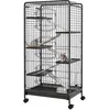 Image de Cage pour petits animaux roulante 5 rampes 5 plateformes gamelle distributeur eau plateau amovible métal PP noir