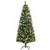 Image de Sapin de Noël artificiel lumineux LED x 250 blanc chaud 30 pommes de pin H. 180 cm 703 branches vert effet neige