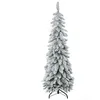 Image de Arbre de Noël artificiel sapin de Noël avec support en acier 253 branches enneigées socle pliable hauteur 135 cm vert