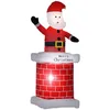 Image de Père Noël gonflable avec cheminée lumineux LED hauteur 210 cm polyester imperméable rouge blanc noir