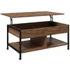 Image de Table basse relevable - étagère inférieure, coffre de rangement - dim. 100L x 80l x 60H cm - aspect bois rustique noir