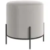 Image de Tabouret rond style contemporain châssis piètement acier noir assise aspect velours gris clair