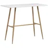 Image de Table de bar rectangulaire style scandinave - dim. 120L x 60l x 98H cm - châssis piètement acier aspect bois plateau MDF blanc