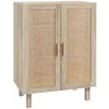 Image de Buffet 2 portes 2 étagères réglables style bohème chic cannage en rotin panneaux aspect bois clair