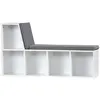 Image de Bibliothèque banc 2 en 1 design contemporain 5 casiers 2 coussins fournis 108L x 30l x 60H cm blanc gris chiné