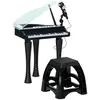 Image de Jouet musical piano électronique - tabouret, micro et support - clavier 37 touches, effet lumineux, nombreux modes - PP noir