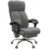 Image de Fauteuil de bureau direction massant chauffant inclinable réglable repose-pied intégré tissu toucher flanelle grise