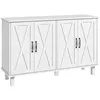 Image de Buffet 4 portes 2 étagères style rural chic façades portes à croisillons poignées métal noir MDF blanc