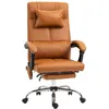 Image de Fauteuil de bureau direction massant hauteur réglable dossier inclinable repose-pied intégré revêtement synthétique camel