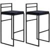 Image de Lot de 2 chaise de bar homcom en acier non pliable H. 91 cm interieur noir