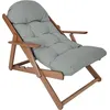 Image de Fauteuil chaise pliable et inclinable en bois grand confort avec coussin capitonné épais - dim. 71I x 89P x 96H cm - gris