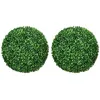 Image de Lot de 2 buis artificiels topiaires artificielles en forme de boule Ø 40 cm PE vert