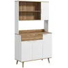 Image de Buffet haut design scandinave - 4 portes, 3 étagères, tiroir, 3 niches - panneaux blanc aspect bois