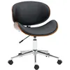 Image de Chaise de bureau manager design vintage pivotante réglable bois peuplier acier chromé synthétique noir