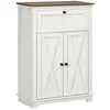 Image de Buffet 2 portes étagère tiroir coulissant style rural chic façades portes à croisillons poignées métal noir blanc aspect bois