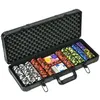 Image de Mallette pro de poker coffret pro poker 500 jetons 2 jeux cartes 5 dés 3 boutons aluminium noir